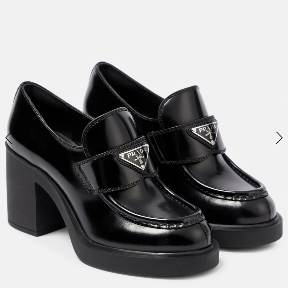 Prada Women's Black Heeled Loafers